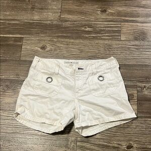 Tommy Hilfiger Silver and White Jean Shorts Casual Summer Style